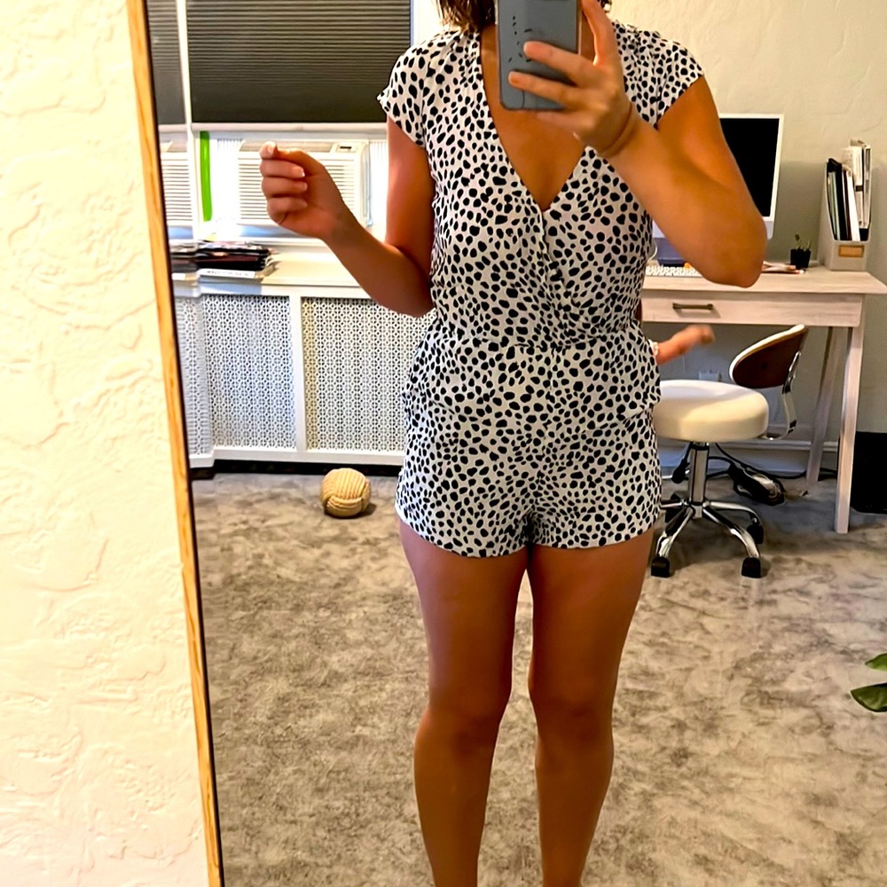 ASOS XS deep V romper with pockets